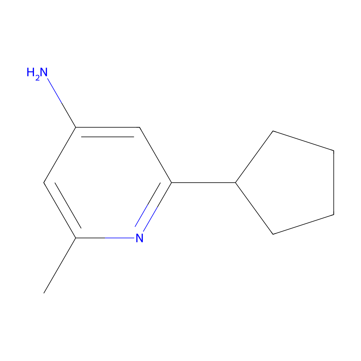 2-Cyclopentyl-6-methylpyridin-4-amine molecular structure, CAS 1368101-02-3