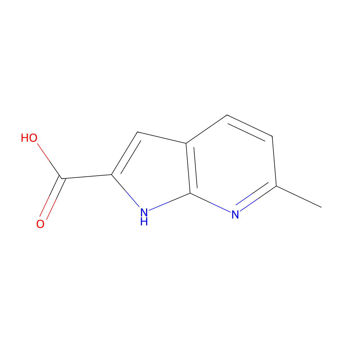 6-Methyl-1H-pyrrolo[2,3-b]pyridine-2-carboxylic acid molecular structure, CAS 1368101-33-0