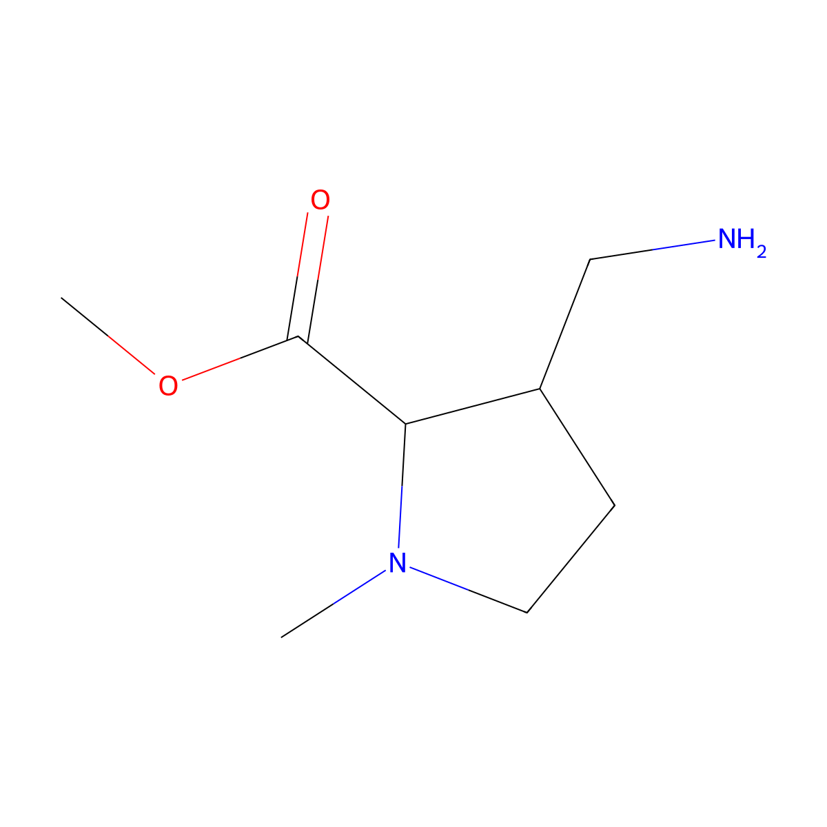 rel-Methyl (2R,3S)-3-(aminomethyl)-1-methylpyrrolidine-2-carboxylate molecular structure, CAS 1368104-37-3