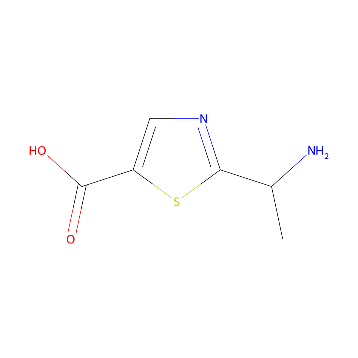 2-(1-Aminoethyl)thiazole-5-carboxylic acid molecular structure, CAS 1368104-47-5