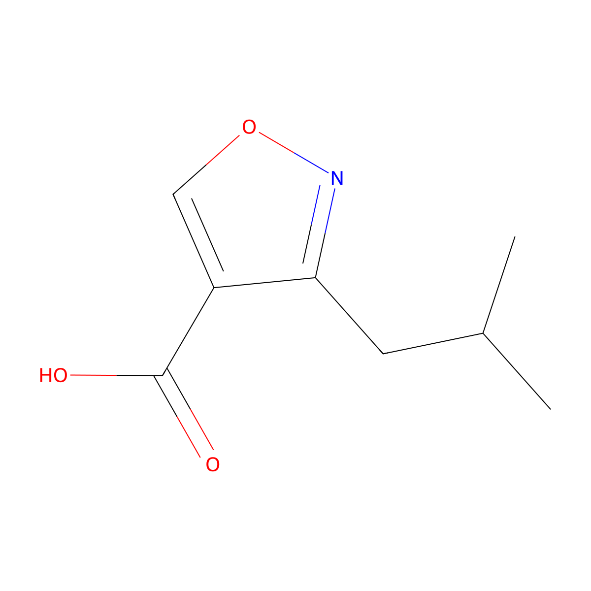 3-(2-Methylpropyl)-1,2-oxazole-4-carboxylic acid molecular structure, CAS 1368107-01-0