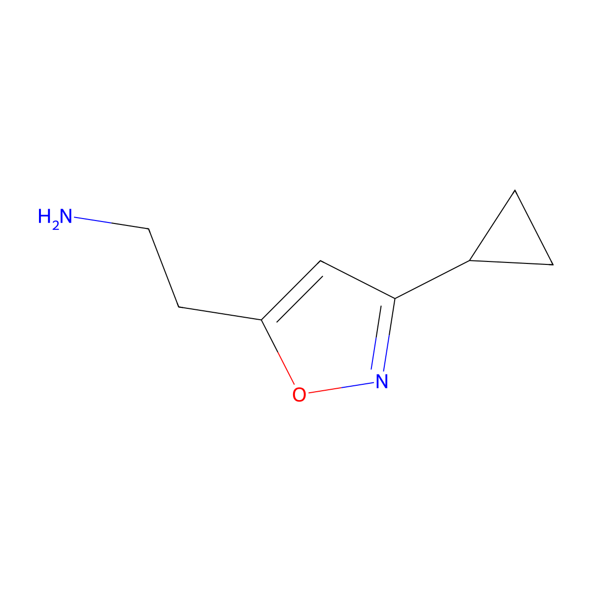 2-(3-Cyclopropyl-1,2-oxazol-5-yl)ethan-1-amine molecular structure, CAS 1368111-02-7