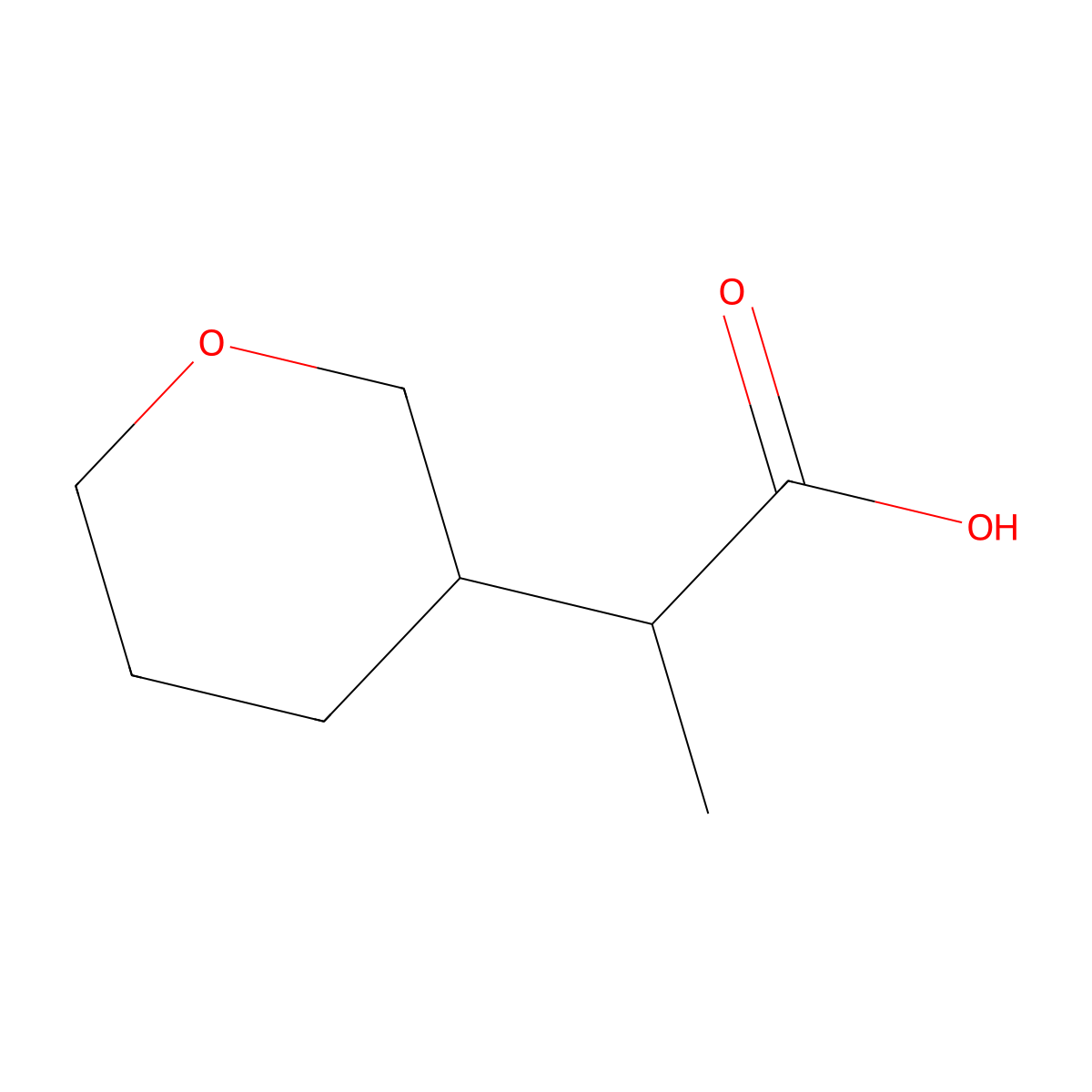 2-(Oxan-3-yl)propanoic acid molecular structure, CAS 1368112-34-8