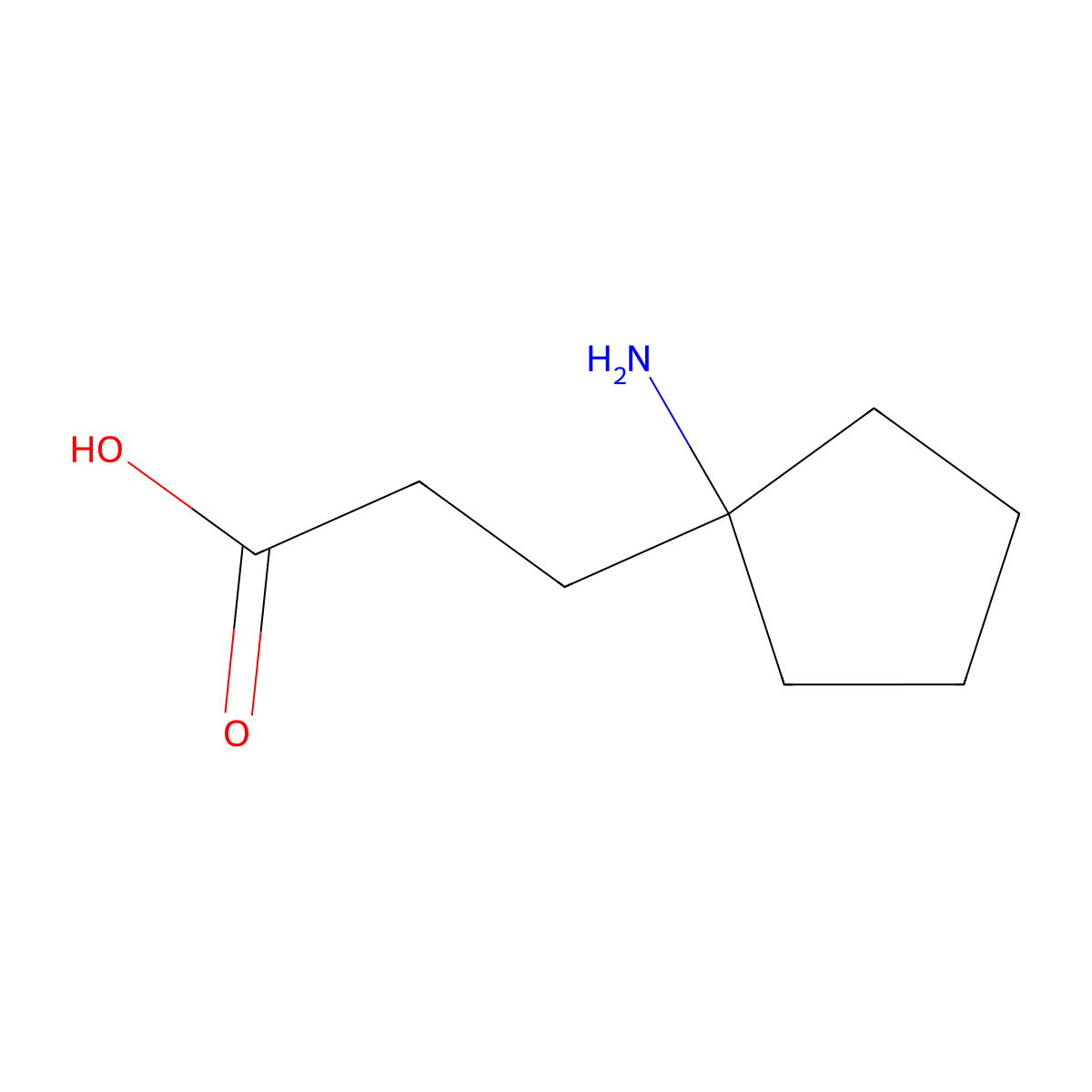 3-(1-Aminocyclopentyl)propanoic acid molecular structure, CAS 1368112-95-1