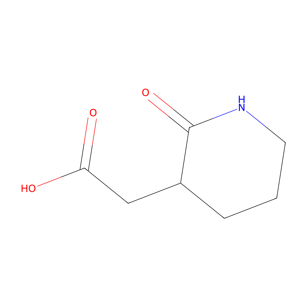 2-(2-Oxopiperidin-3-yl)acetic acid molecular structure, CAS 1368113-34-1