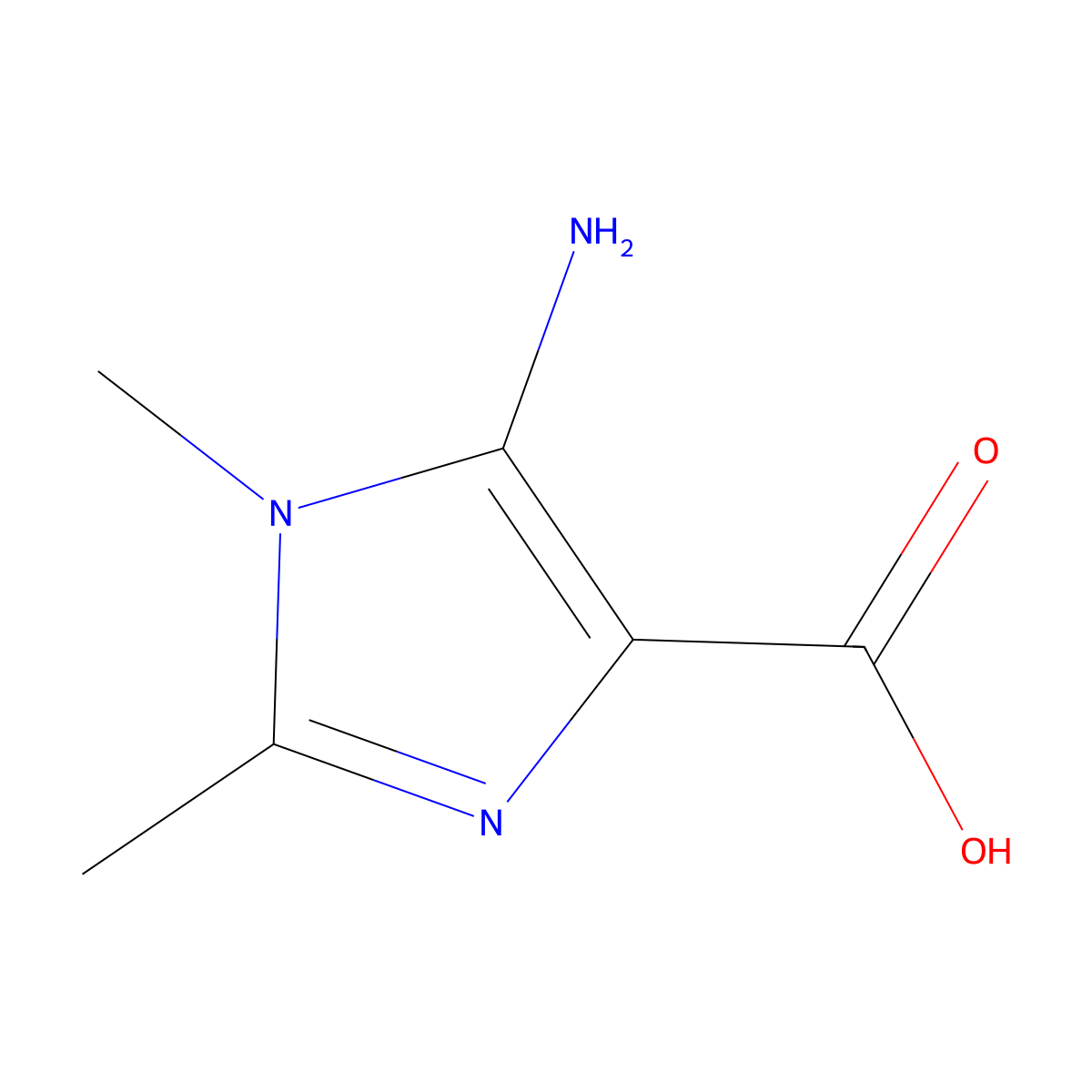 5-amino-1,2-dimethyl-1H-imidazole-4-carboxylic acid molecular structure, CAS 1368116-03-3