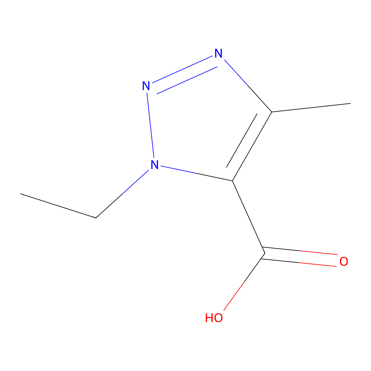 1-ethyl-4-methyl-1H-1,2,3-triazole-5-carboxylic acid molecular structure, CAS 1368116-13-5
