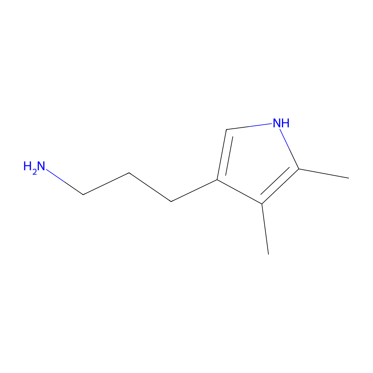 3-(4,5-dimethyl-1H-pyrrol-3-yl)propan-1-amine molecular structure, CAS 1368119-38-3