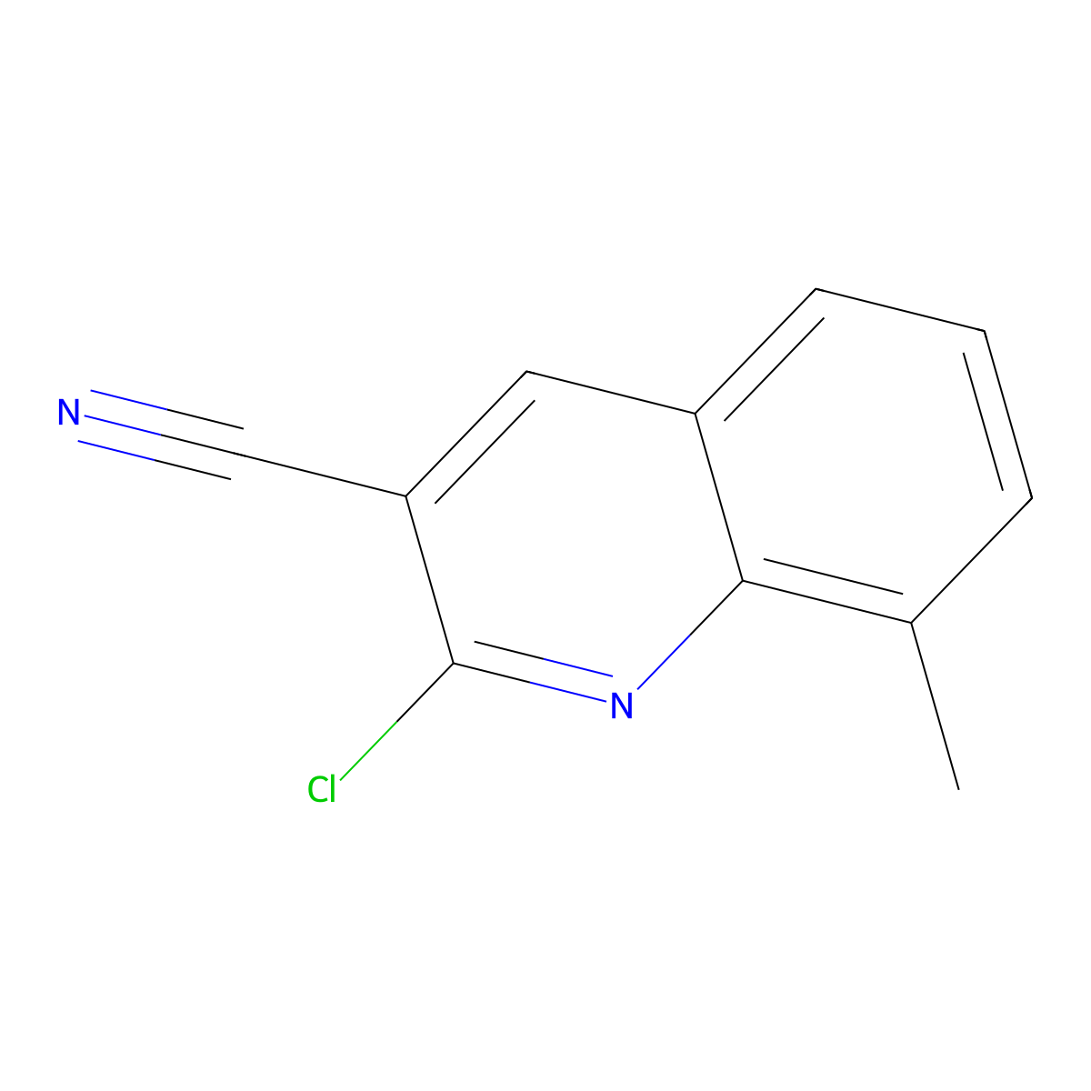 2-Chloro-8-methylquinoline-3-carbonitrile molecular structure, CAS 136812-21-0