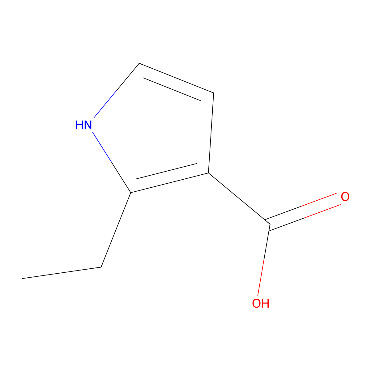 2-ethyl-1H-pyrrole-3-carboxylic acid molecular structure, CAS 1368126-32-2
