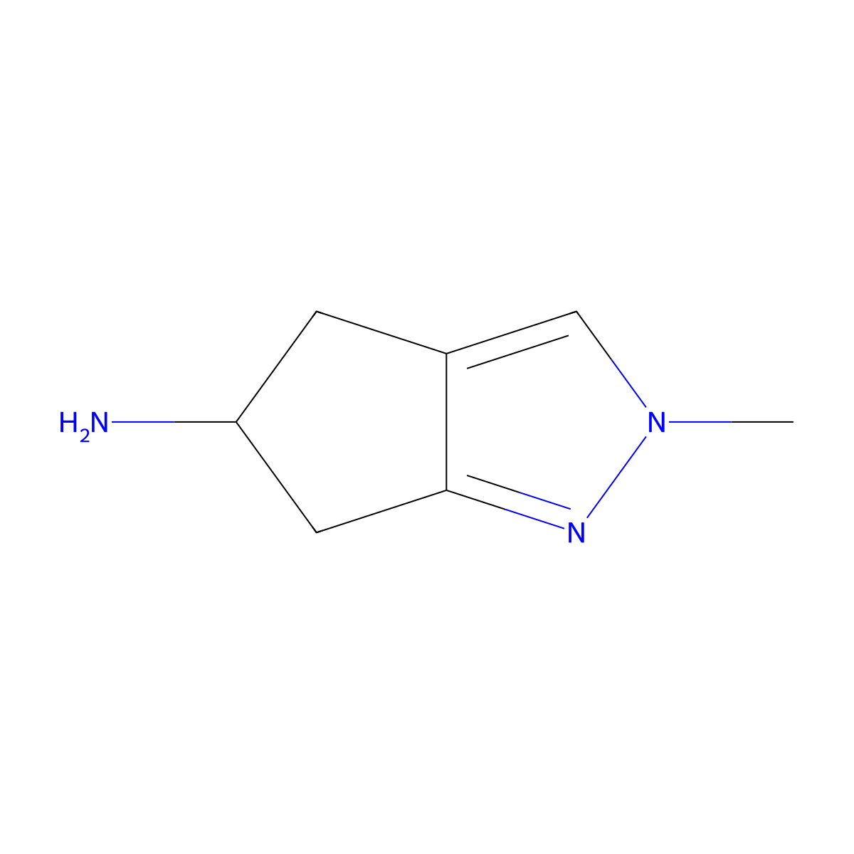 2-methyl-5,6-dihydro-4H-cyclopenta[c]pyrazol-5-amine molecular structure, CAS 1368127-71-2