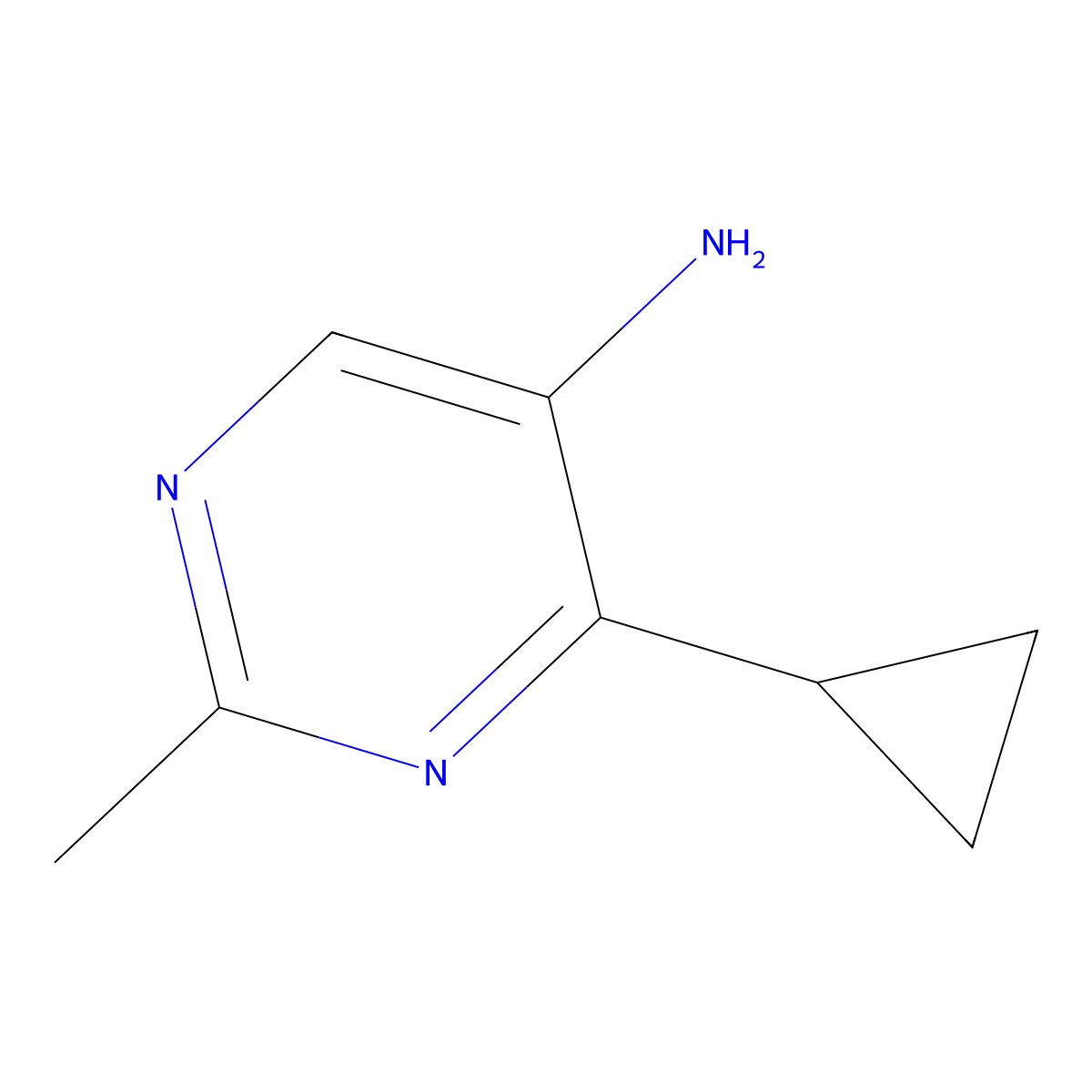 4-Cyclopropyl-2-methylpyrimidin-5-amine molecular structure, CAS 1368136-90-6