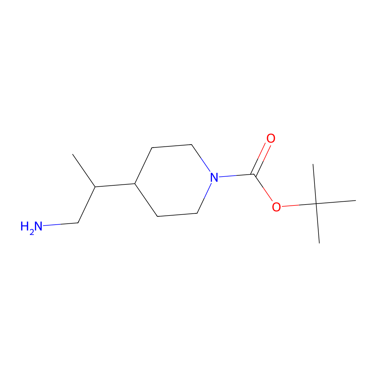 Tert-butyl 4-(1-aminopropan-2-yl)piperidine-1-carboxylate molecular structure, CAS 1368138-65-1