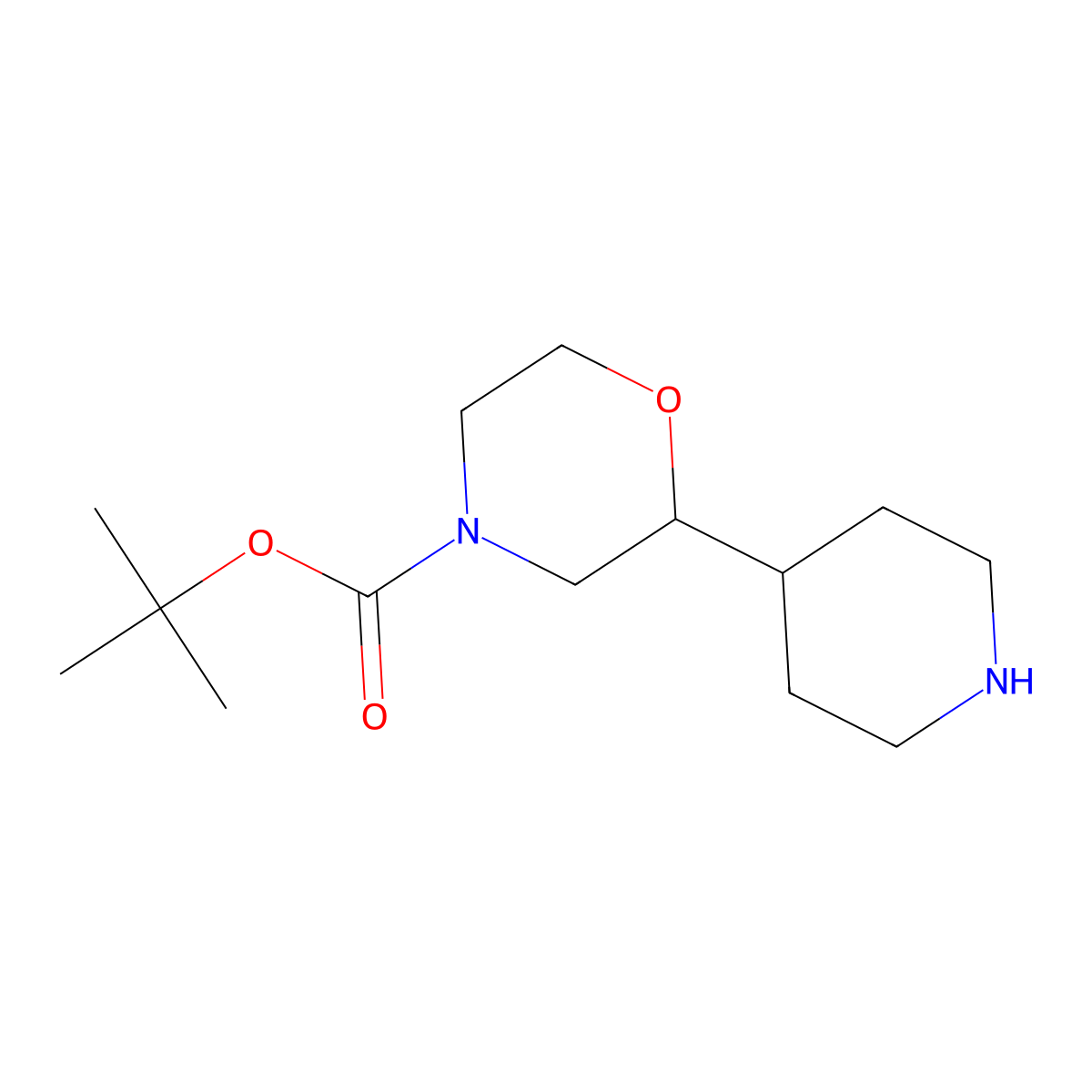 Tert-butyl 2-(piperidin-4-yl)morpholine-4-carboxylate molecular structure, CAS 1368143-09-2