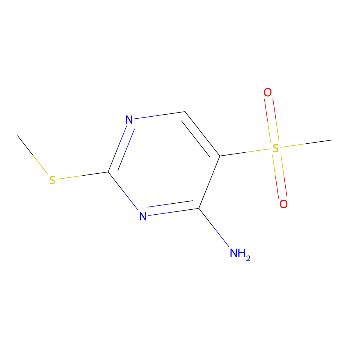 5-Methanesulfonyl-2-(methylsulfanyl)pyrimidin-4-amine molecular structure, CAS 1368143-95-6