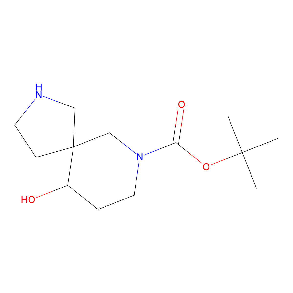 tert-Butyl 10-hydroxy-2,7-diazaspiro[4.5]decane-7-carboxylate molecular structure, CAS 1368144-48-2