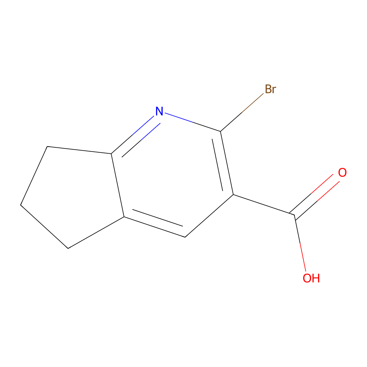 2-bromo-6,7-dihydro-5H-cyclopenta(b)pyridine-3-carboxylic acid molecular structure, CAS 1368144-86-8