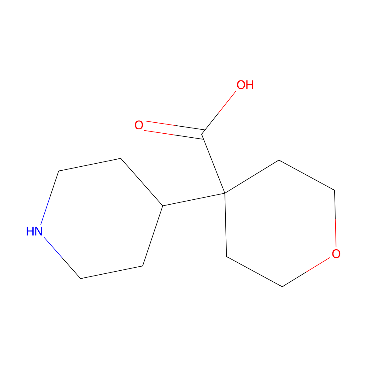 4-(Piperidin-4-yl)oxane-4-carboxylic acid molecular structure, CAS 1368145-40-7