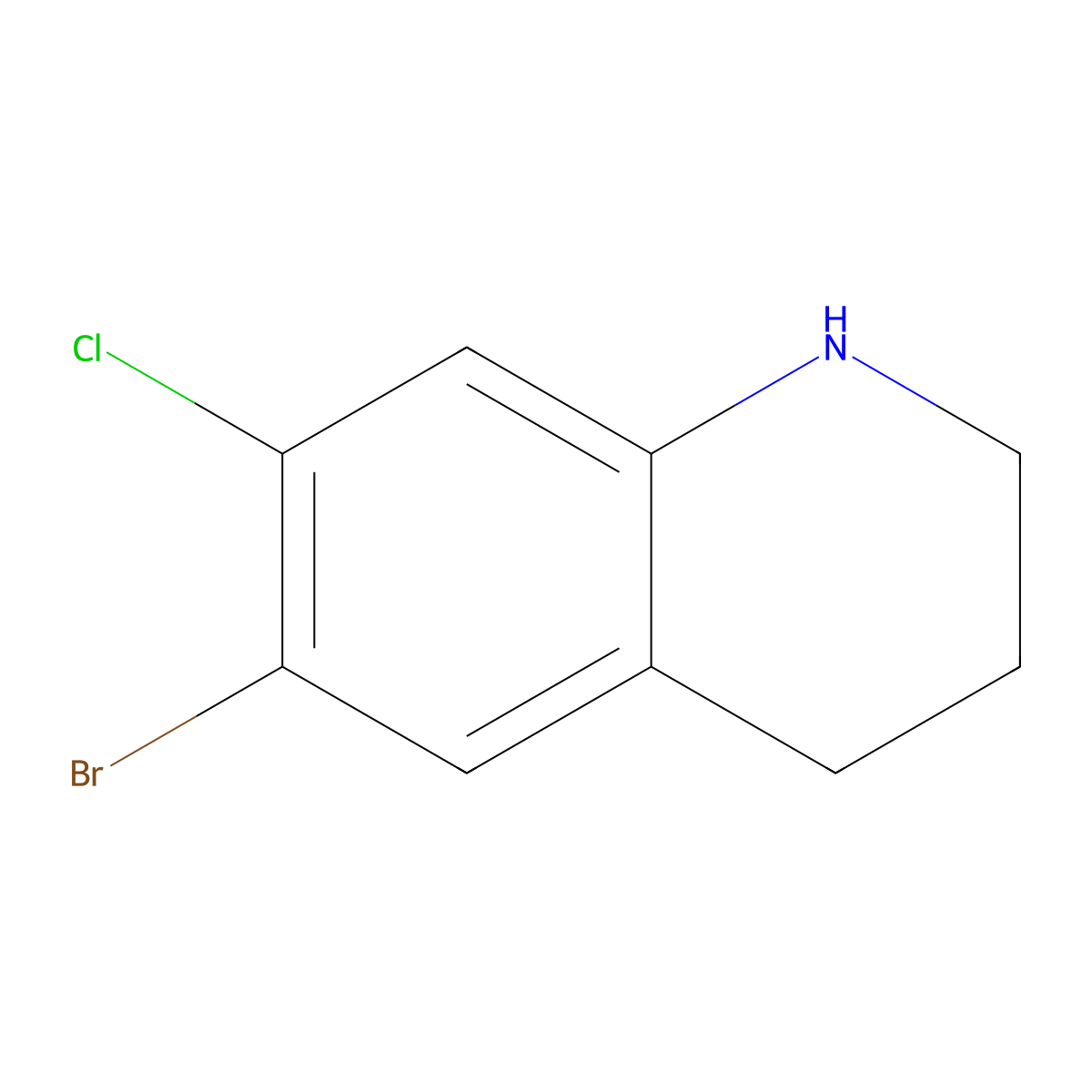 6-Bromo-7-chloro-1,2,3,4-tetrahydroquinoline molecular structure, CAS 1368146-30-8
