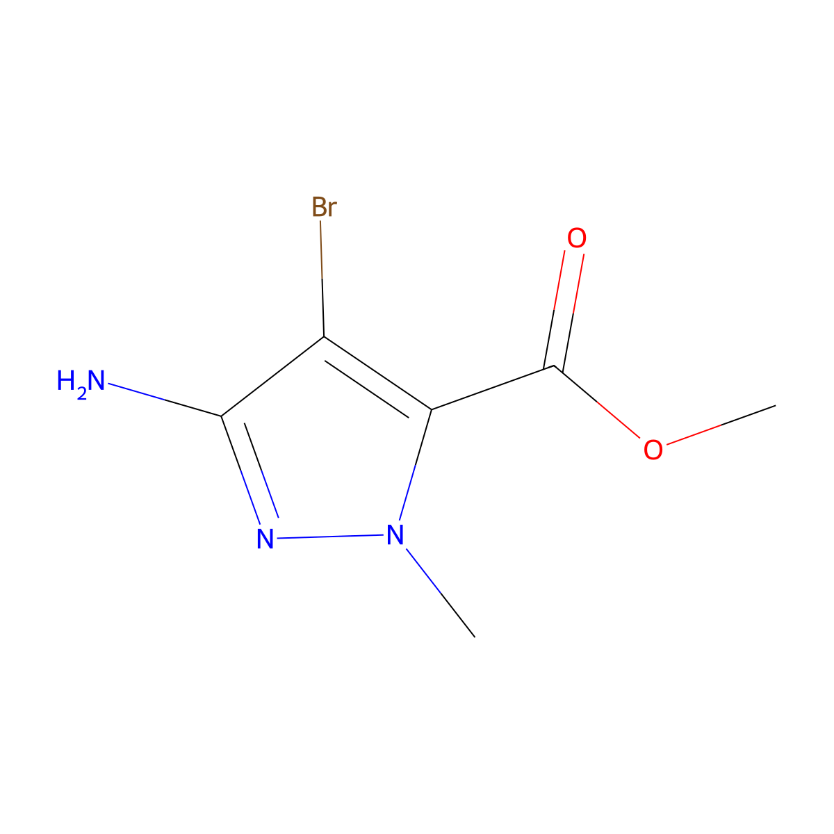 Methyl 3-amino-4-bromo-1-methyl-1H-pyrazole-5-carboxylate molecular structure, CAS 1368146-64-8