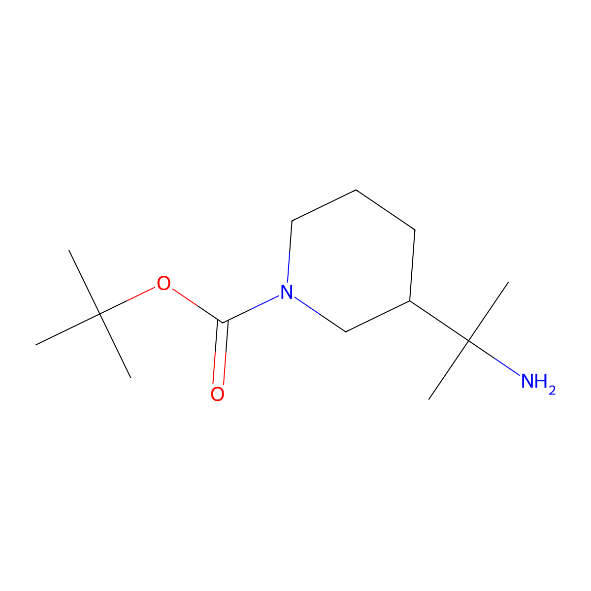Tert-butyl 3-(2-aminopropan-2-YL)piperidine-1-carboxylate molecular structure, CAS 1368148-56-4