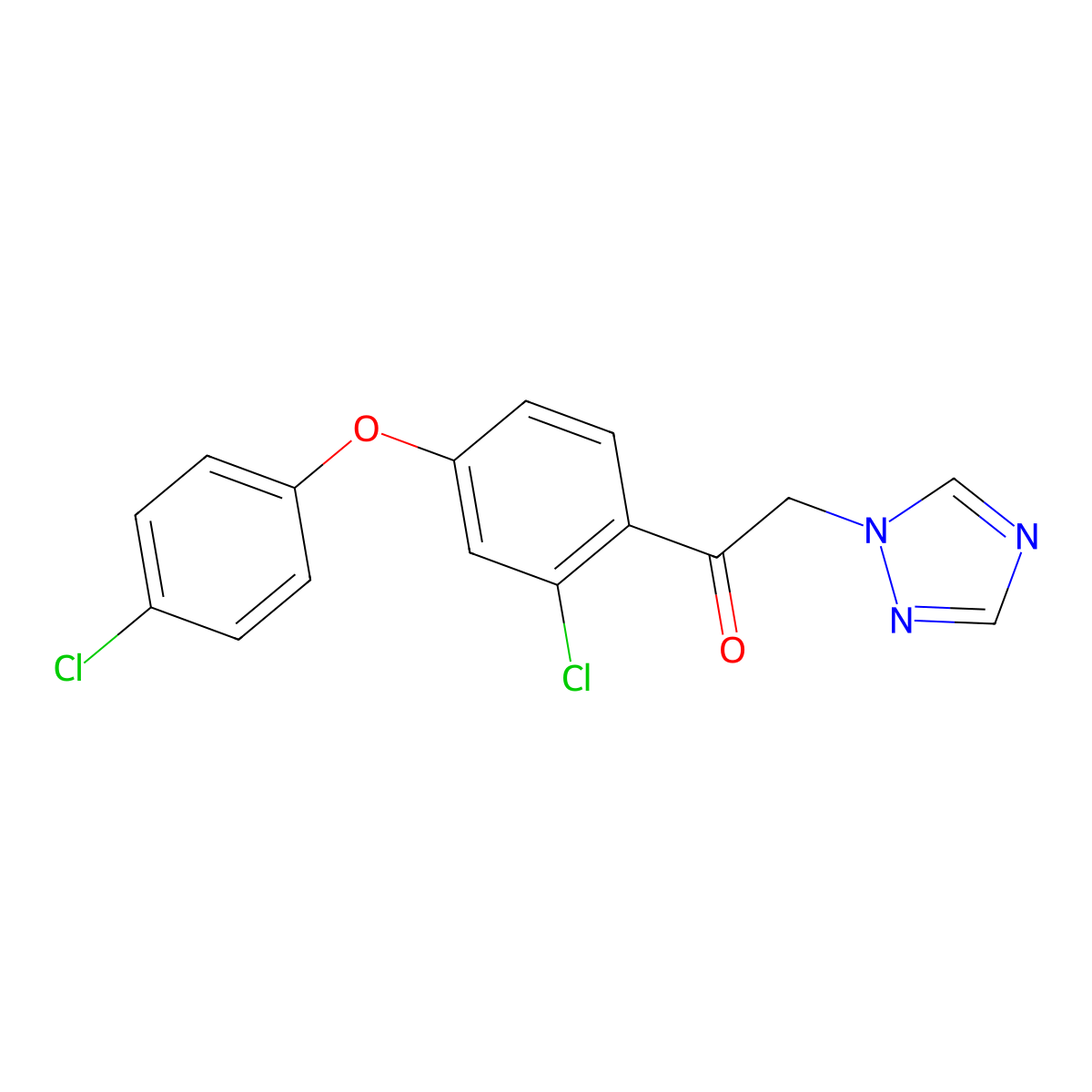 1-(2-Chloro-4-(4-chlorophenoxy)phenyl)-2-(1H-1,2,4-triazol-1-yl)ethanone molecular structure, CAS 136815-80-0