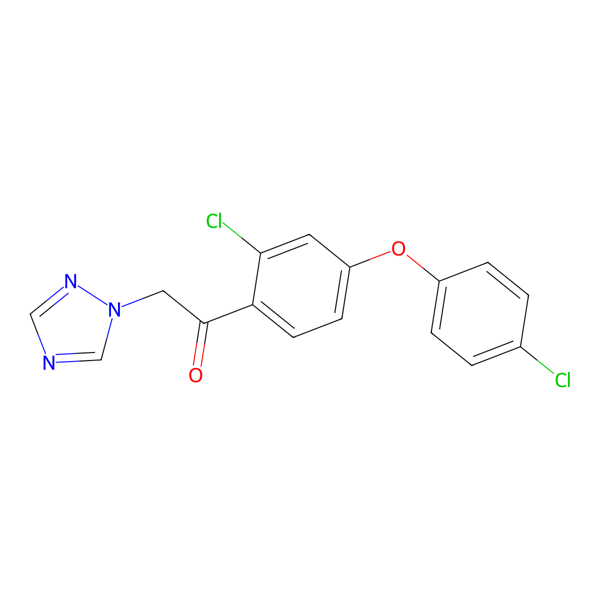 1-(2-Chloro-4-(4-chlorophenoxy)phenyl)-2-(1H-1,2,4-triazol-1-yl)ethanone molecular structure, CAS 136815-80-0