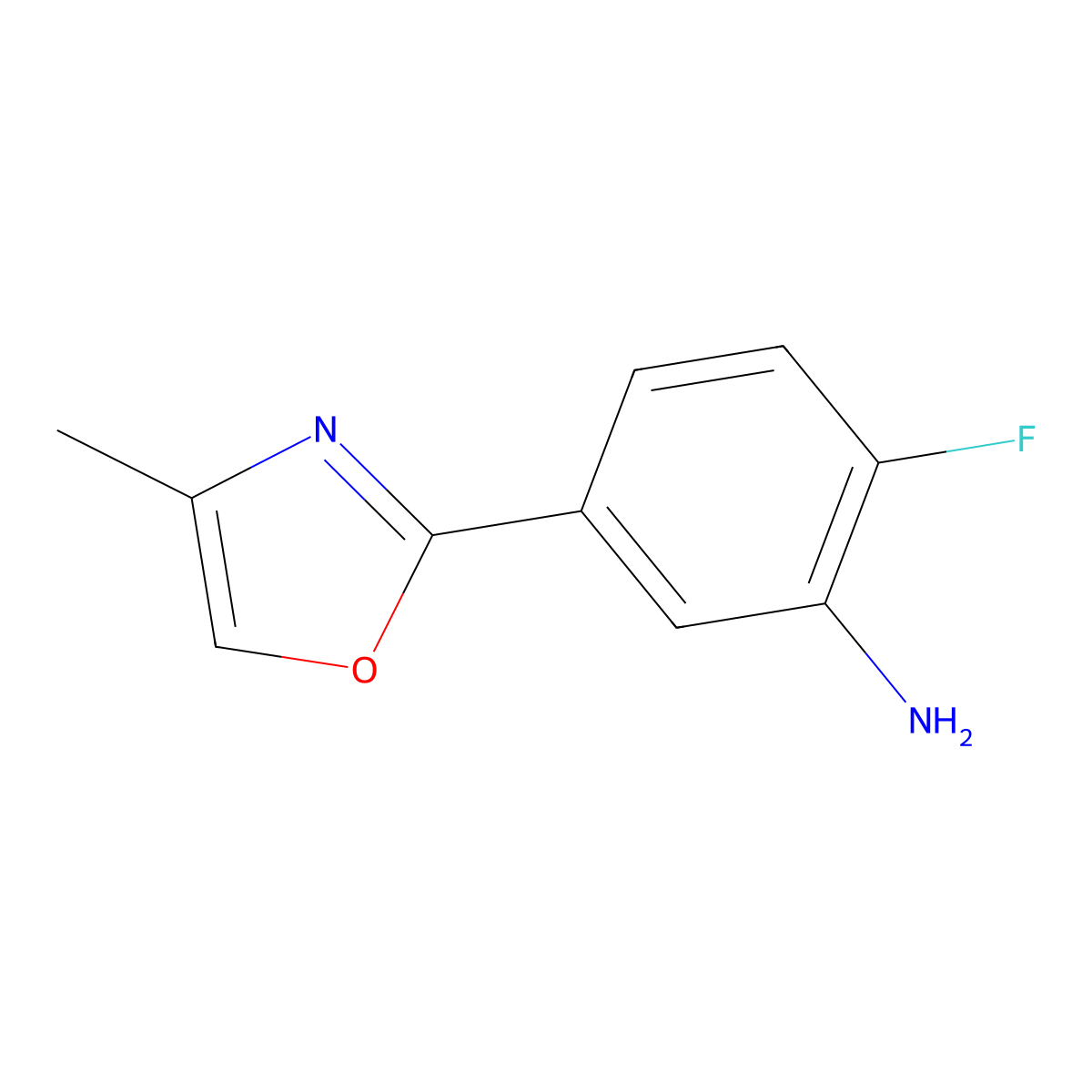 2-Fluoro-5-(4-methyl-1,3-oxazol-2-yl)aniline molecular structure, CAS 1368159-24-3