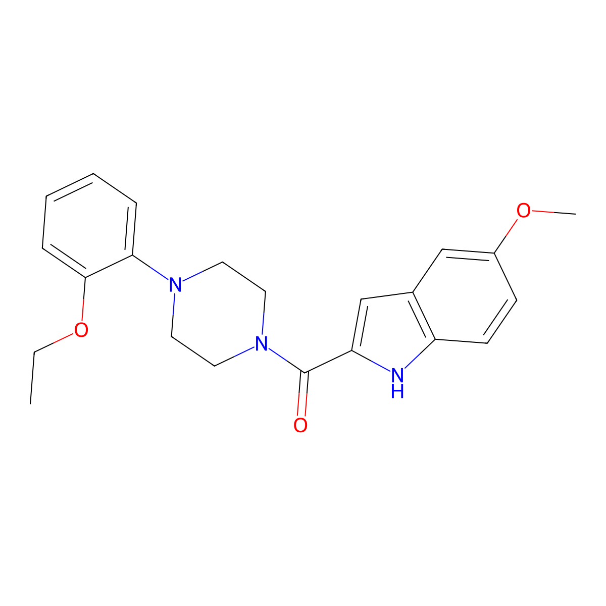 [4-(2-ethoxyphenyl)piperazin-1-yl]-(5-methoxy-1H-indol-2-yl)methanone molecular structure, CAS 136816-73-4