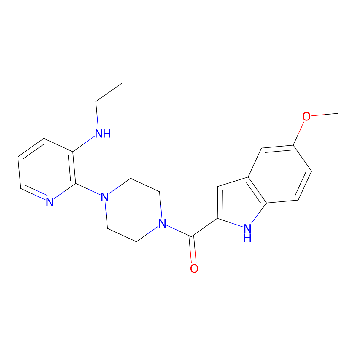 Atevirdine molecular structure, CAS 136816-75-6
