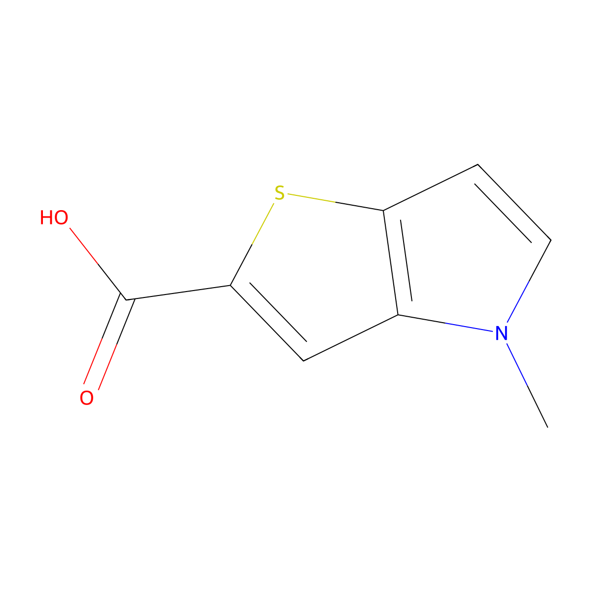4-methyl-4H-thieno[3,2-b]pyrrole-2-carboxylic acid molecular structure, CAS 1368165-40-5