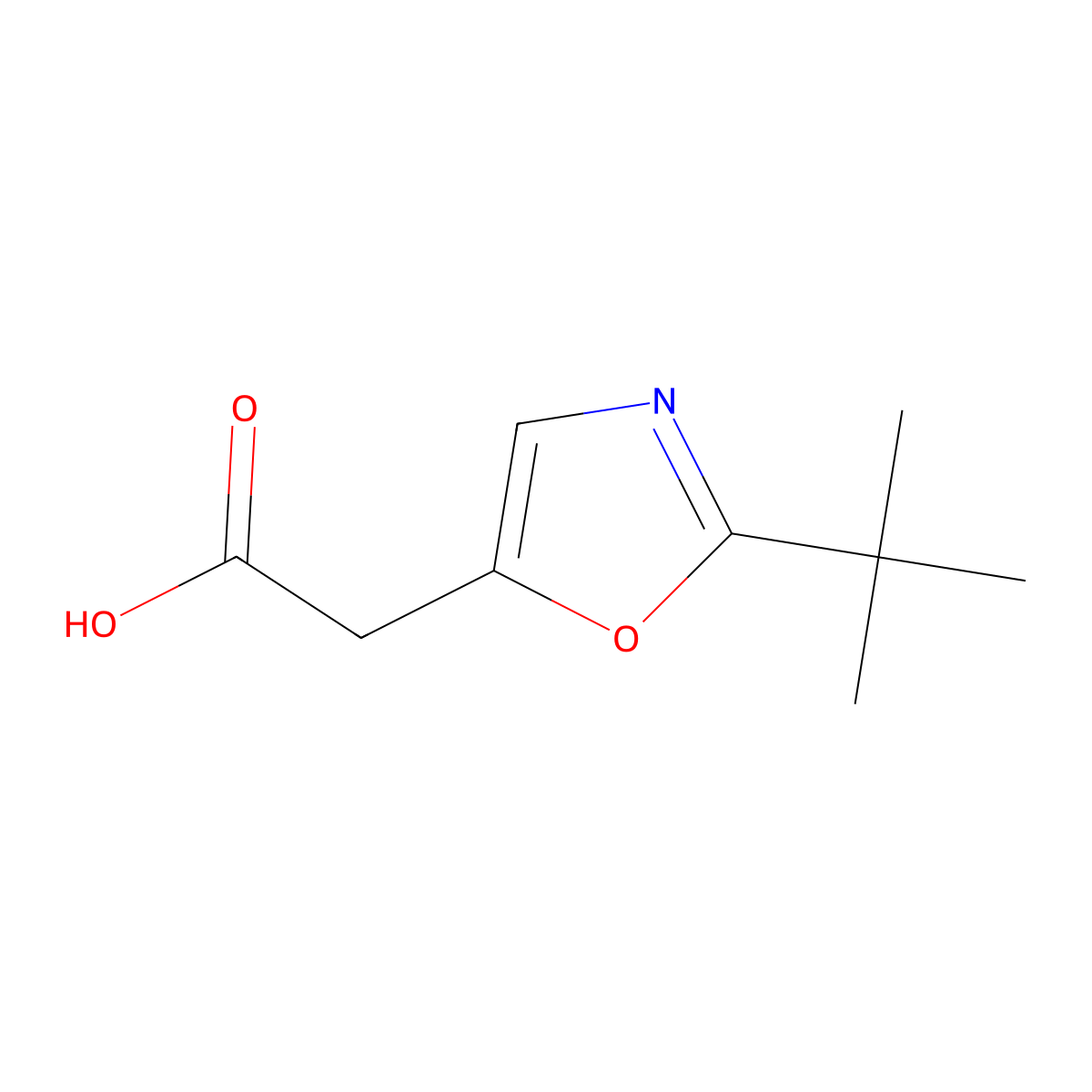2-(2-Tert-butyl-1,3-oxazol-5-YL)acetic acid molecular structure, CAS 1368166-27-1