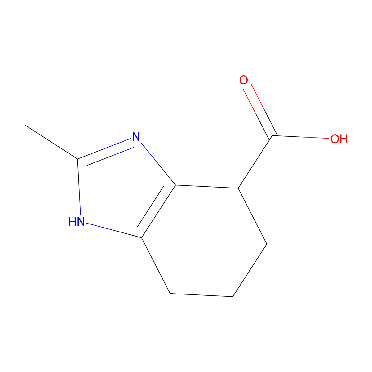 2-methyl-4,5,6,7-tetrahydro-1H-1,3-benzodiazole-4-carboxylic acid molecular structure, CAS 1368167-06-9