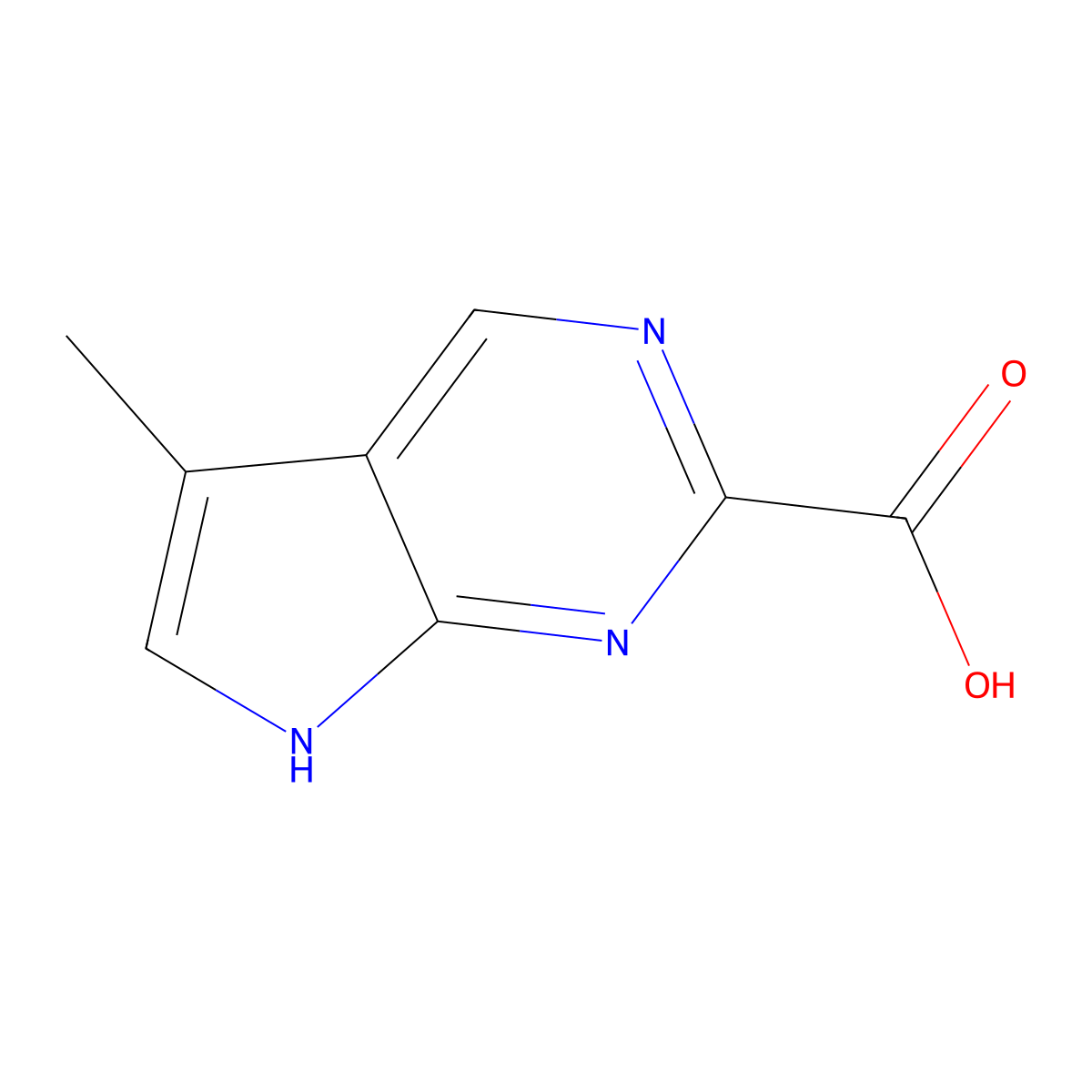 5-Methyl-7H-pyrrolo[2,3-d]pyrimidine-2-carboxylic acid molecular structure, CAS 1368170-11-9
