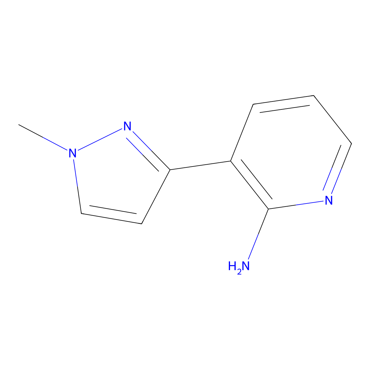 3-(1-Methyl-1H-pyrazol-3-yl)pyridin-2-amine molecular structure, CAS 1368171-75-8