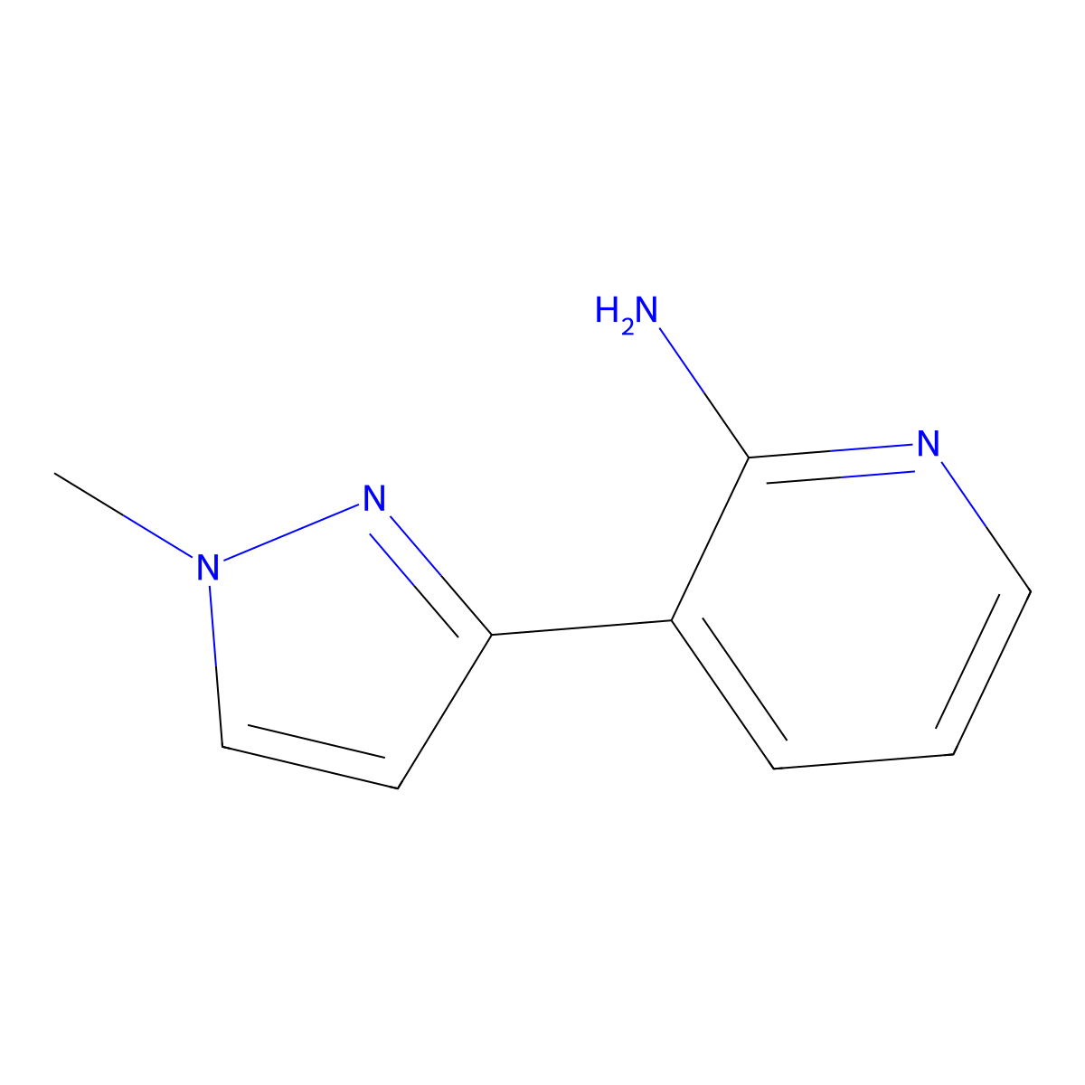 3-(1-Methyl-1H-pyrazol-3-yl)pyridin-2-amine molecular structure, CAS 1368171-75-8