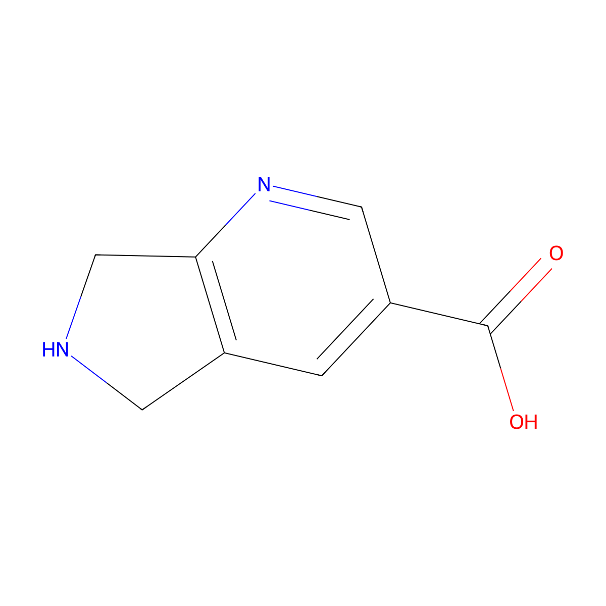 5H,6H,7H-pyrrolo[3,4-b]pyridine-3-carboxylic acid molecular structure, CAS 1368179-07-0