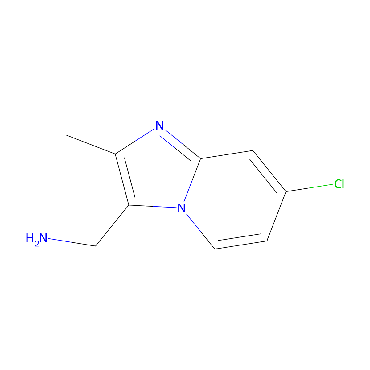 1-{7-Chloro-2-methylimidazo[1,2-a]pyridin-3-yl}methanamine molecular structure, CAS 1368179-71-8