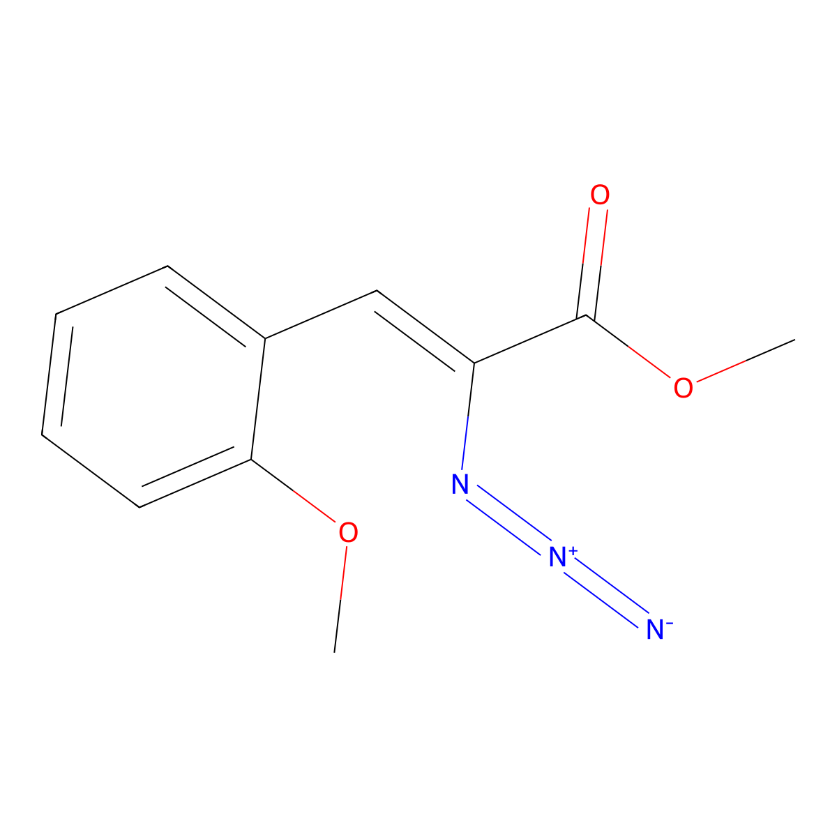 Methyl 2-azido-3-(2-methoxyphenyl)-2-propenoate molecular structure, CAS 136818-44-5