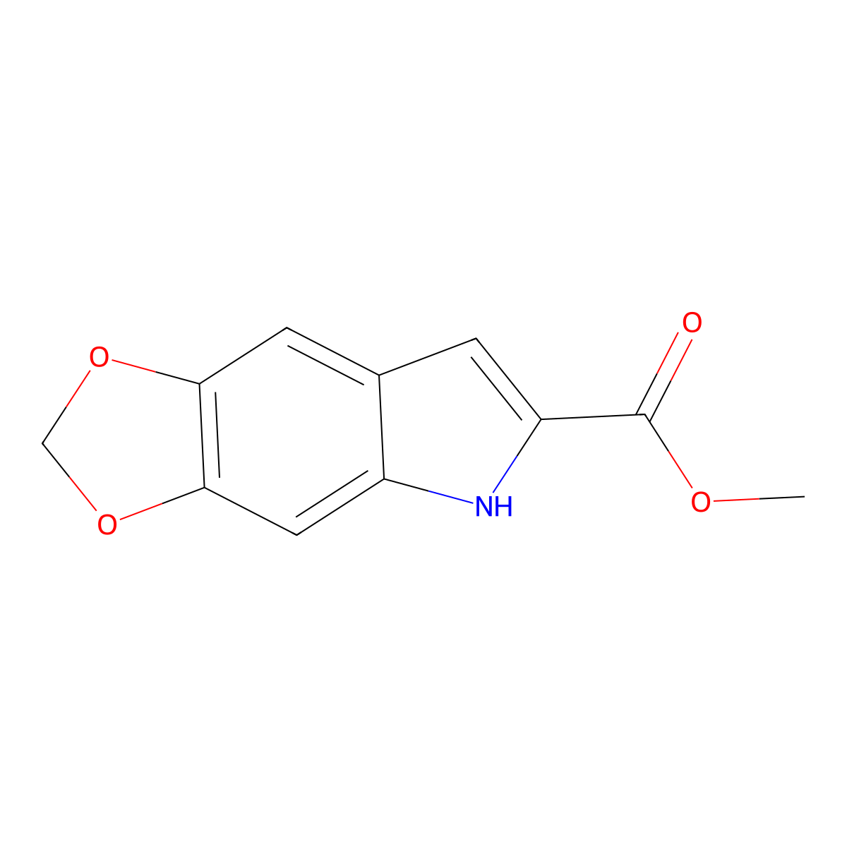 Methyl 5H-[1,3]dioxolo[4,5-f]indole-6-carboxylate molecular structure, CAS 136818-52-5