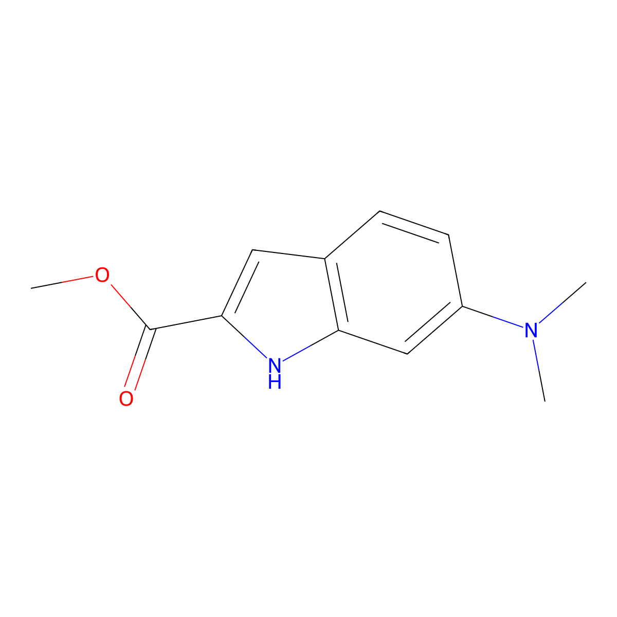 methyl 6-(dimethylamino)-1H-indole-2-carboxylate molecular structure, CAS 136818-58-1