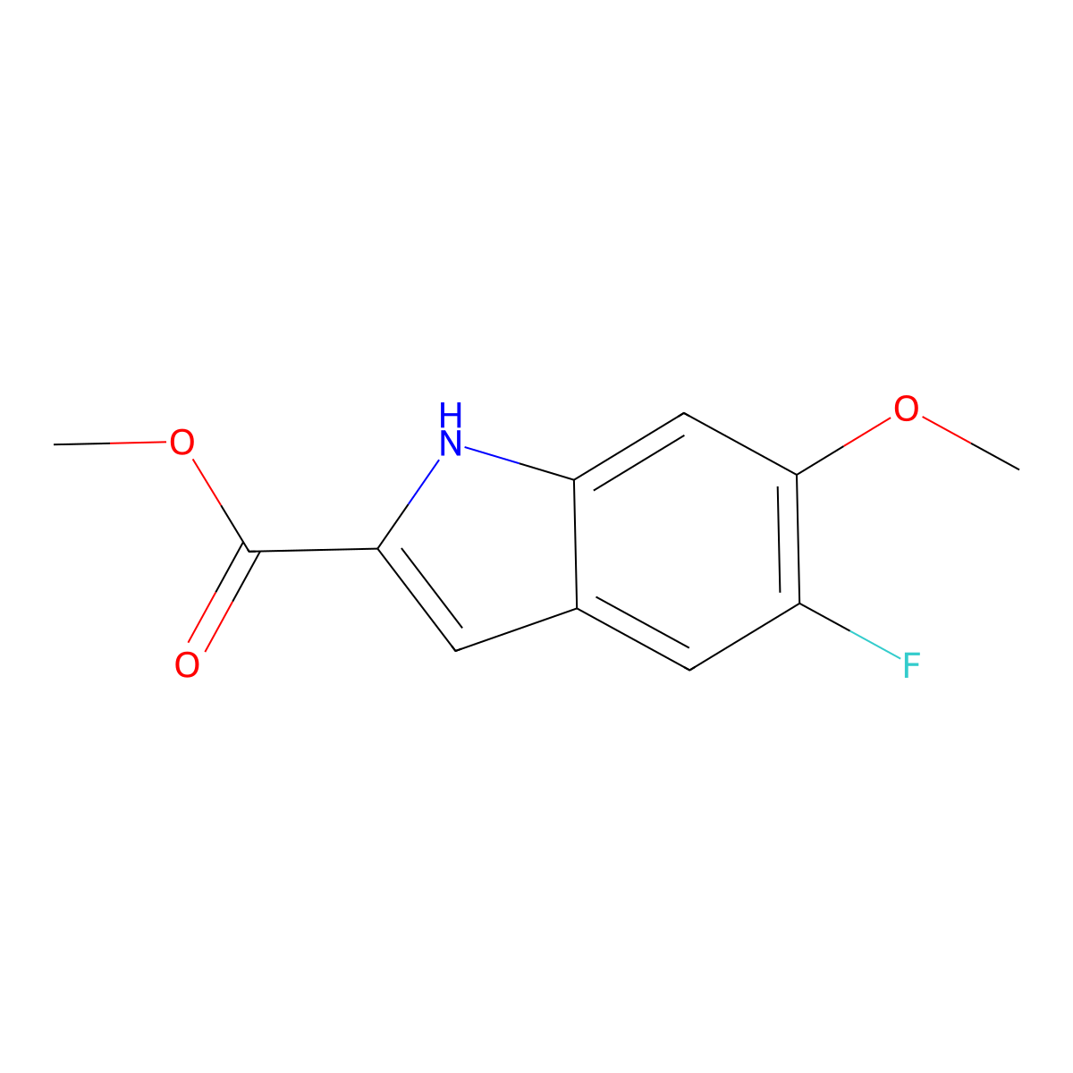 Methyl 5-fluoro-6-methoxy-1H-indole-2-carboxylate molecular structure, CAS 136818-64-9