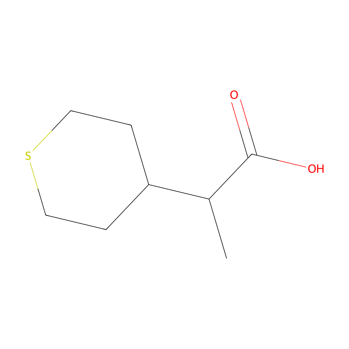 2-(Thian-4-yl)propanoic acid molecular structure, CAS 1368182-78-8