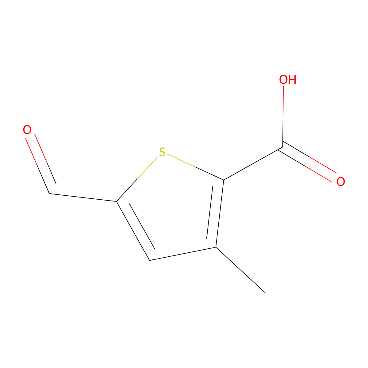 5-Formyl-3-methylthiophene-2-carboxylic acid molecular structure, CAS 1368183-08-7