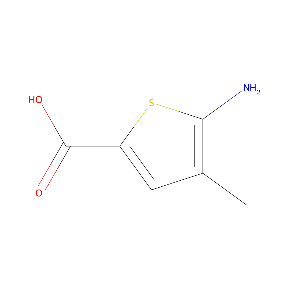 5-Amino-4-methylthiophene-2-carboxylic acid molecular structure, CAS 1368184-83-1