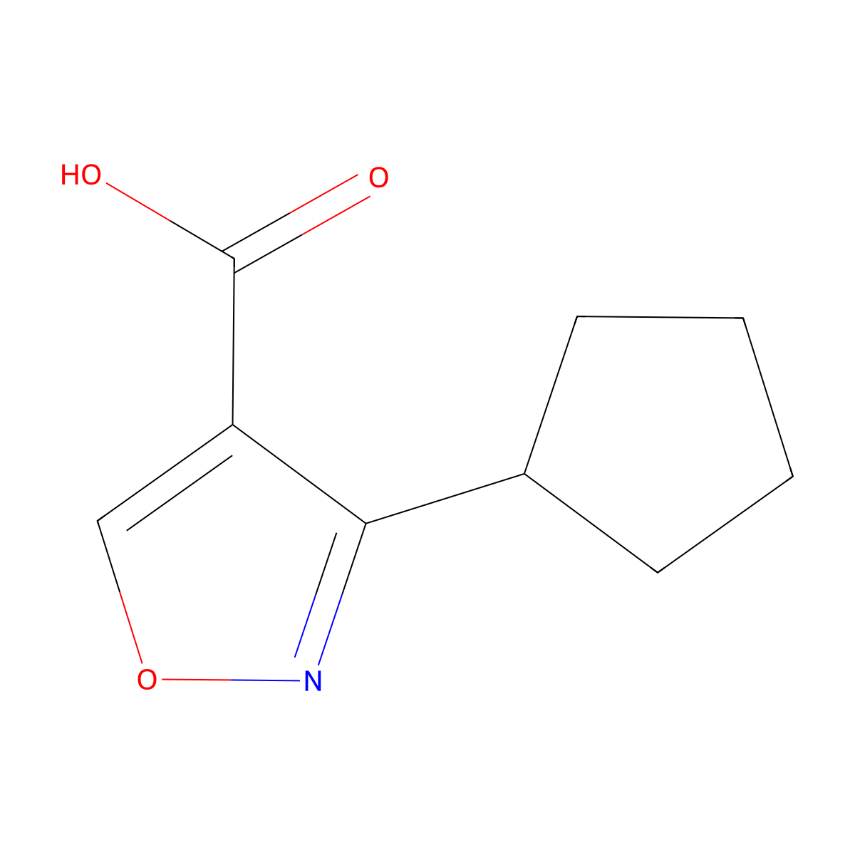 3-Cyclopentyl-1,2-oxazole-4-carboxylic acid molecular structure, CAS 1368184-98-8