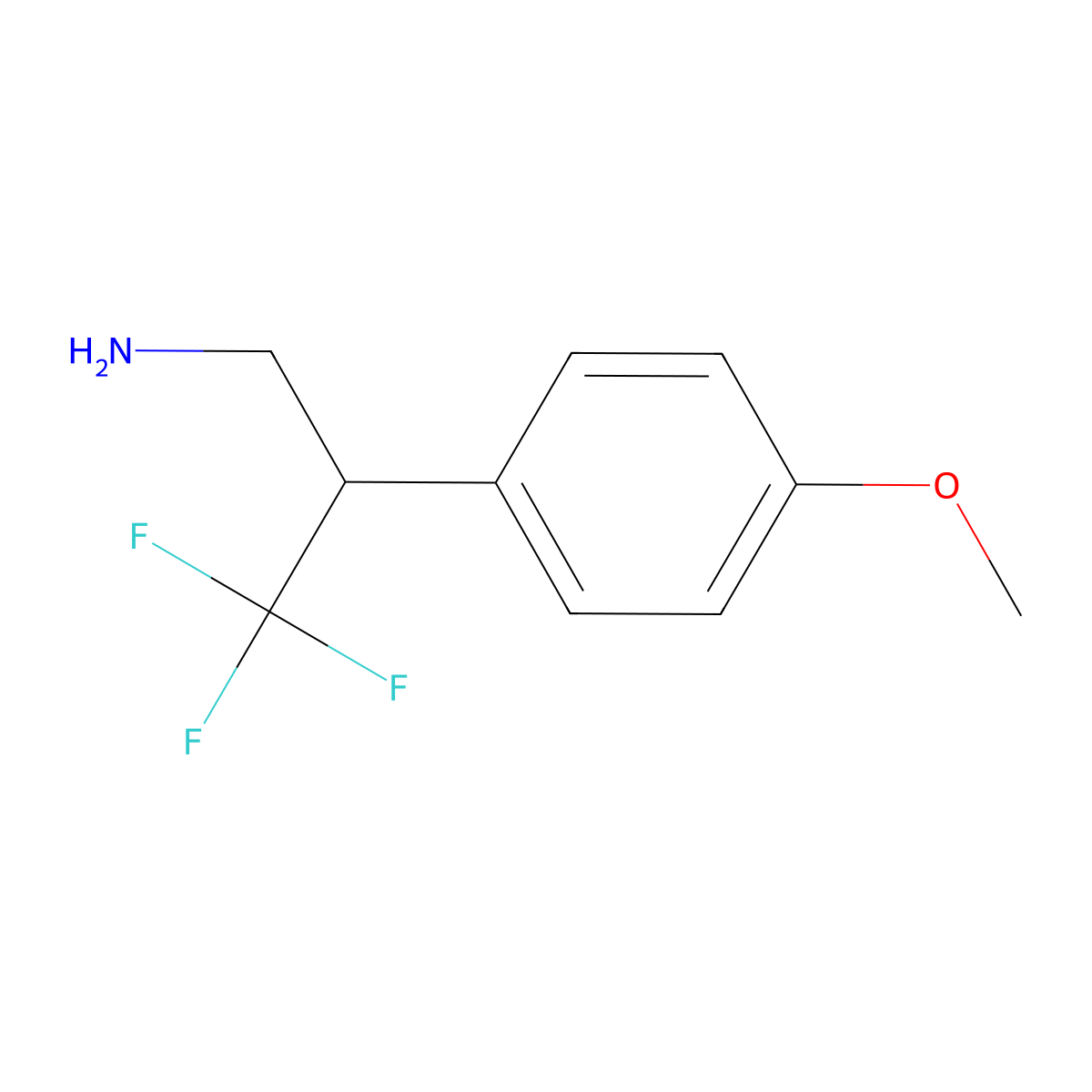 3,3,3-Trifluoro-2-(4-methoxyphenyl)propan-1-amine molecular structure, CAS 1368186-16-6