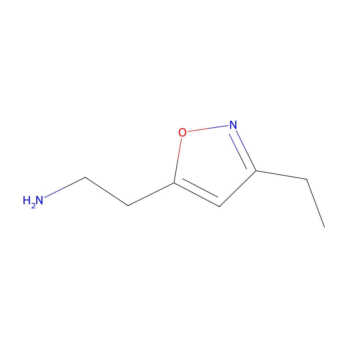 2-(3-Ethyl-1,2-oxazol-5-yl)ethan-1-amine molecular structure, CAS 1368186-77-9