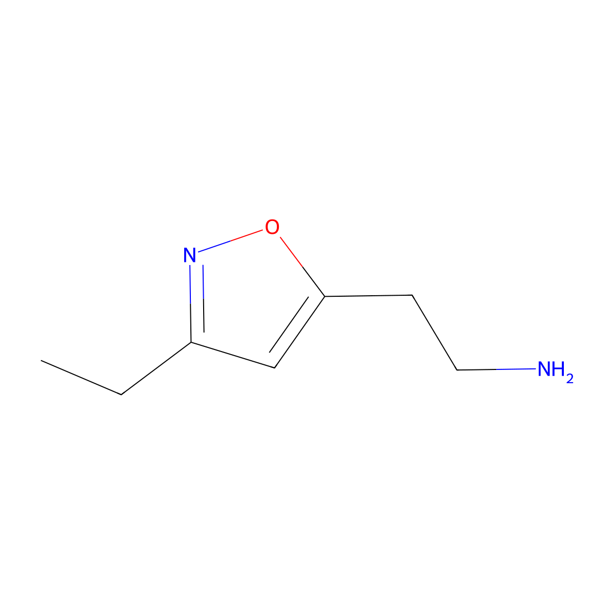 2-(3-Ethyl-1,2-oxazol-5-yl)ethan-1-amine molecular structure, CAS 1368186-77-9