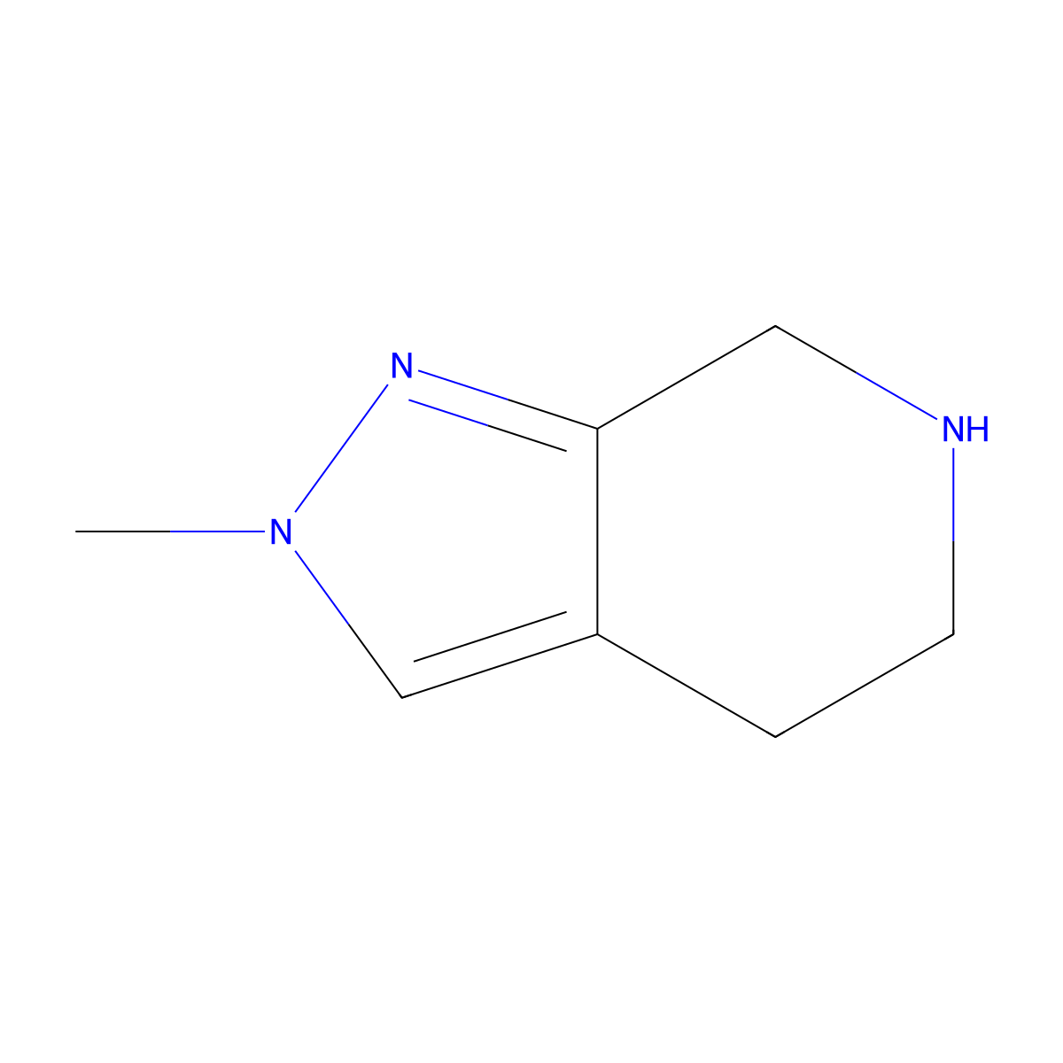 2-methyl-2H,4H,5H,6H,7H-pyrazolo[3,4-c]pyridine molecular structure, CAS 1368187-49-8